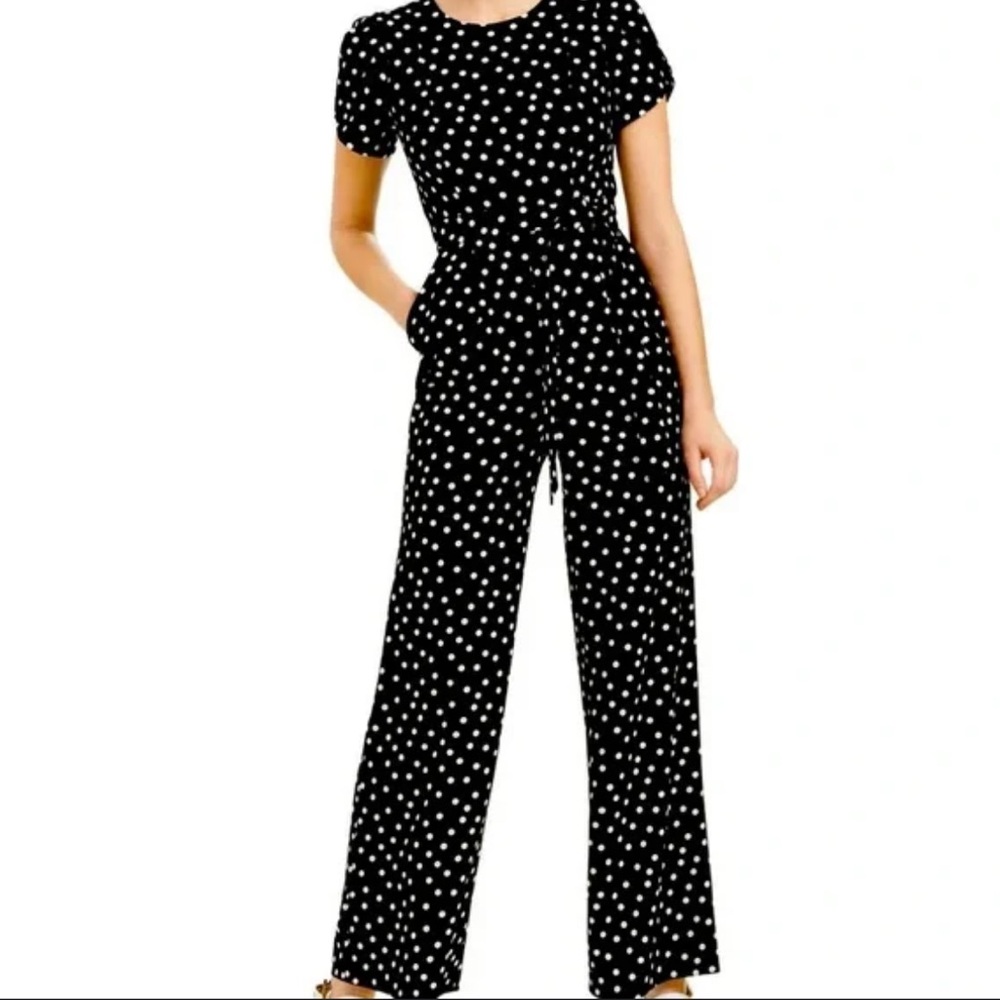 Calvin Klein Black and White Polka Dot Jumpsuit